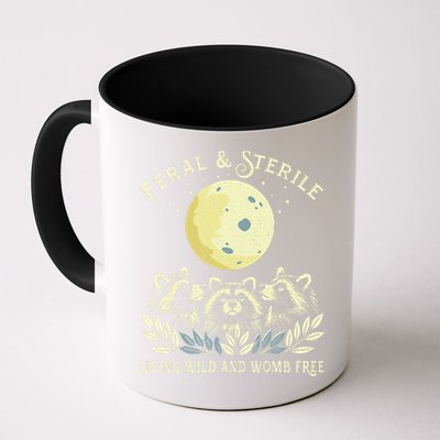 Feral & Sterile Living Wild And Womb Free Funny Racoon Retro Mug