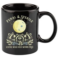 Feral & Sterile Living Wild And Womb Free Funny Racoon Retro 11oz C Handle Ceramic Mug