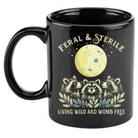 Feral & Sterile Living Wild And Womb Free Funny Racoon Retro 11oz C Handle Ceramic Mug