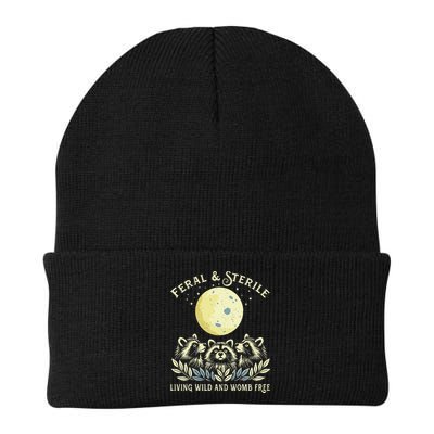 Feral & Sterile Living Wild And Womb Free Funny Racoon Retro Beanie