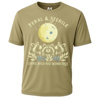 Feral & Sterile Living Wild And Womb Free Funny Racoon Retro Cooling Performance Crew T-Shirt