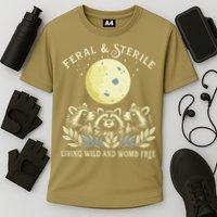 Feral & Sterile Living Wild And Womb Free Funny Racoon Retro Cooling Performance Crew T-Shirt