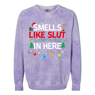 Funny Smells Like Slut In Here Embarrassing Women Adult Meme Colorblast Crewneck Sweatshirt