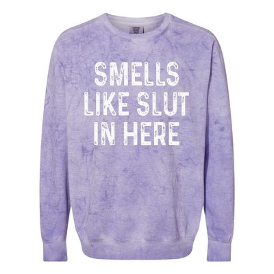 Funny Smells Like Slut In Here Offensive Adult Humor Colorblast Crewneck Sweatshirt