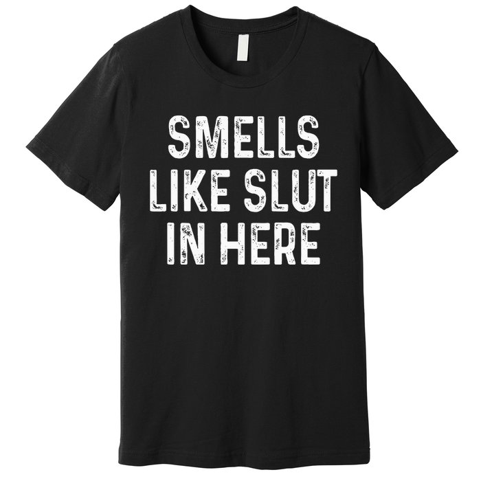 Funny Smells Like Slut In Here Offensive Adult Humor Premium T-Shirt