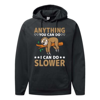 Funny Sloth, Lazy Person, Funny Lazy Performance Fleece Hoodie