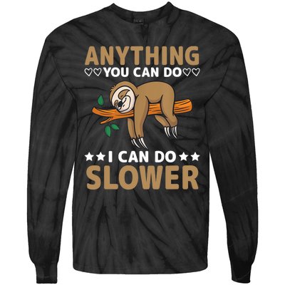 Funny Sloth, Lazy Person, Funny Lazy Tie-Dye Long Sleeve Shirt