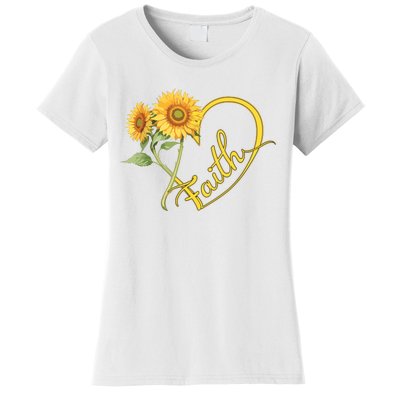 Faith Sunflower Love Heart Spiritual Nature Floral Women's T-Shirt