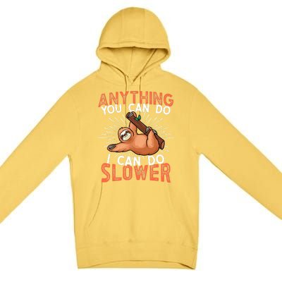 Funny Sloth, Lazy Person, Funny Lazy Premium Pullover Hoodie