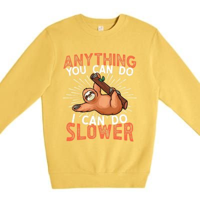 Funny Sloth, Lazy Person, Funny Lazy Premium Crewneck Sweatshirt