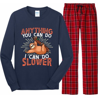 Funny Sloth, Lazy Person, Funny Lazy Long Sleeve Pajama Set