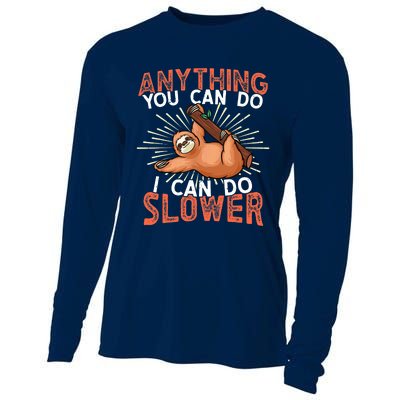 Funny Sloth, Lazy Person, Funny Lazy Cooling Performance Long Sleeve Crew