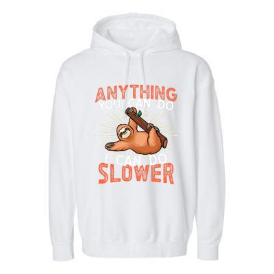 Funny Sloth, Lazy Person, Funny Lazy Garment-Dyed Fleece Hoodie