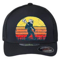 Funny Sasquatch Lax Bigfoot Lacrosse Vintage 80s Sunset Flexfit Unipanel Trucker Cap