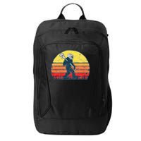 Funny Sasquatch Lax Bigfoot Lacrosse Vintage 80s Sunset City Backpack