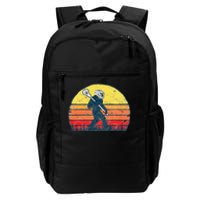 Funny Sasquatch Lax Bigfoot Lacrosse Vintage 80s Sunset Daily Commute Backpack