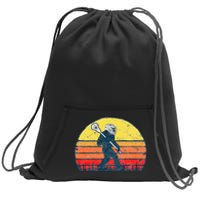 Funny Sasquatch Lax Bigfoot Lacrosse Vintage 80s Sunset Sweatshirt Cinch Pack Bag