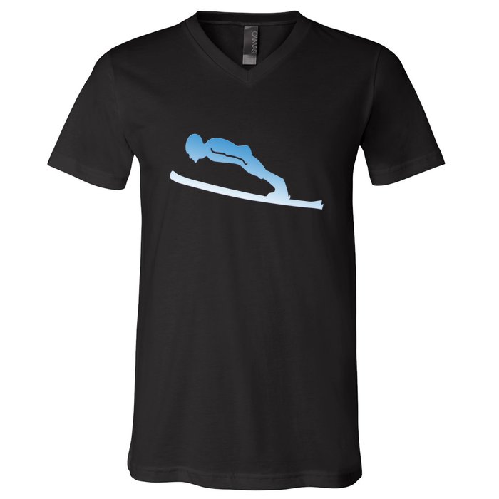 Funny Skiing Lover Gift For Skier V-Neck T-Shirt