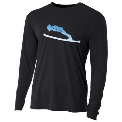 Funny Skiing Lover Gift For Skier Cooling Performance Long Sleeve Crew