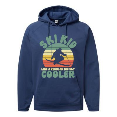 Funny Ski Like A Regular But Cooler Skiing Performance Fleece Hoodie