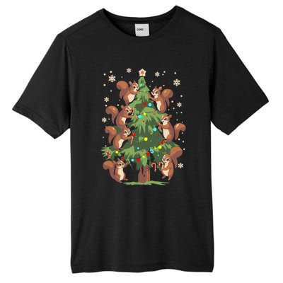 Funny Squirrel Lover Xmas Lights Squirrel Christmas Tree Gift Tall Fusion ChromaSoft Performance T-Shirt