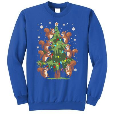 Funny Squirrel Lover Xmas Lights Squirrel Christmas Tree Gift Sweatshirt