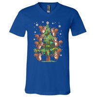 Funny Squirrel Lover Xmas Lights Squirrel Christmas Tree Gift V-Neck T-Shirt