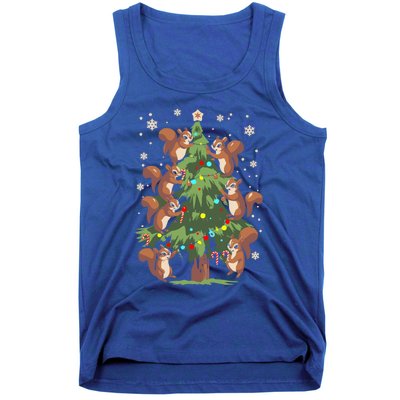 Funny Squirrel Lover Xmas Lights Squirrel Christmas Tree Gift Tank Top