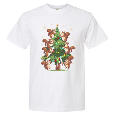 Funny Squirrel Lover Xmas Lights Squirrel Christmas Tree Gift Garment-Dyed Heavyweight T-Shirt