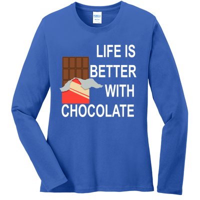 Funny Saying Life With Chocolate Candy Cool Gift Ladies Long Sleeve Shirt