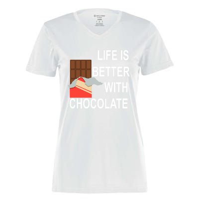 Funny Saying Life With Chocolate Candy Cool Gift Women's Momentum V-Neck T-Shirt