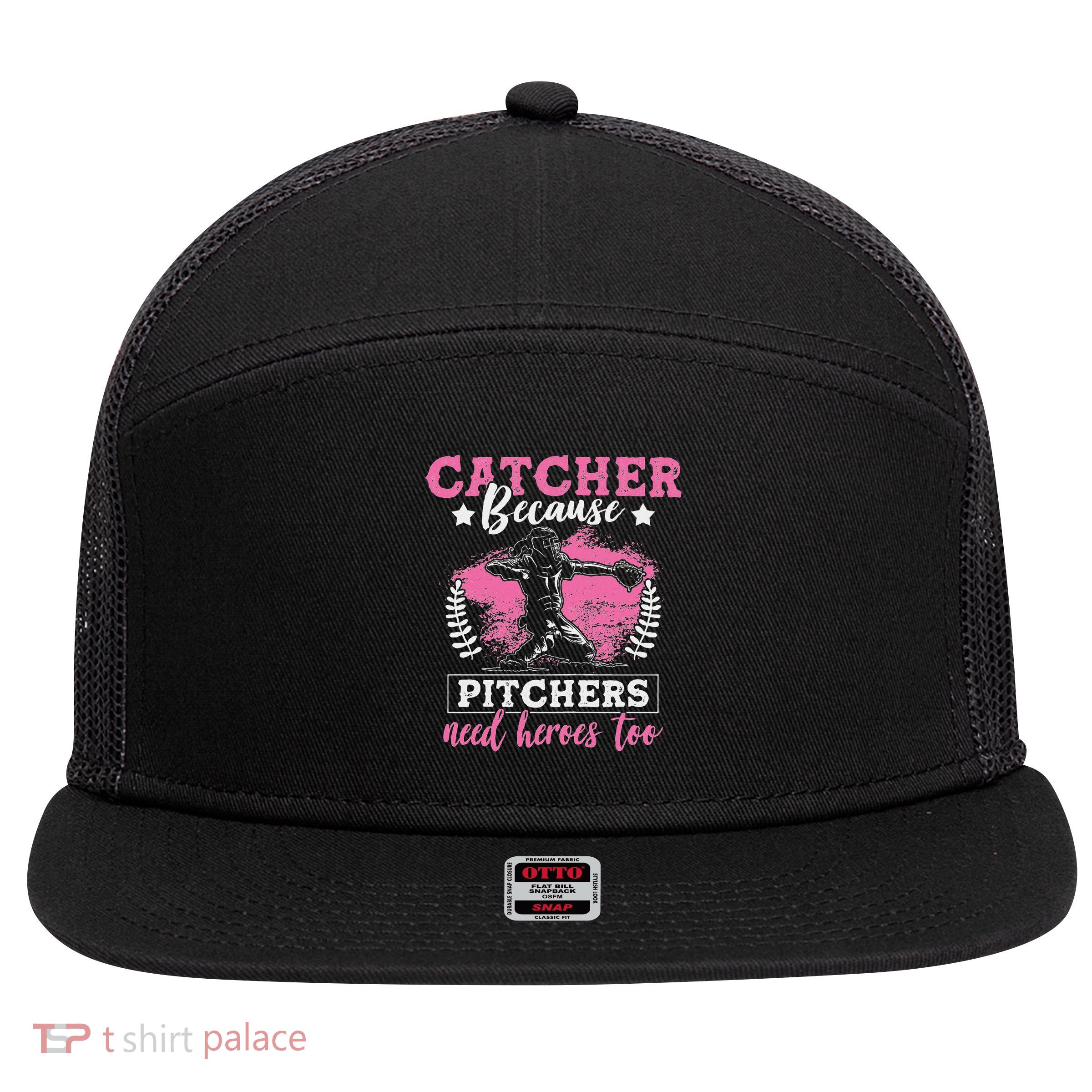 Funny Softball Lover Graphic Women Girls Softball Catcher 7 Panel Mesh Trucker Snapback Hat