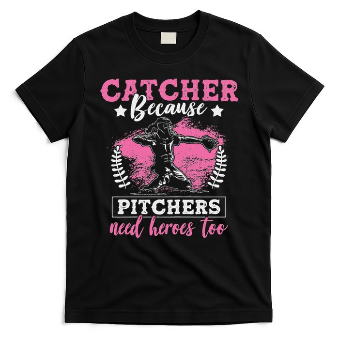 Funny Softball Lover Graphic Women Girls Softball Catcher T-Shirt