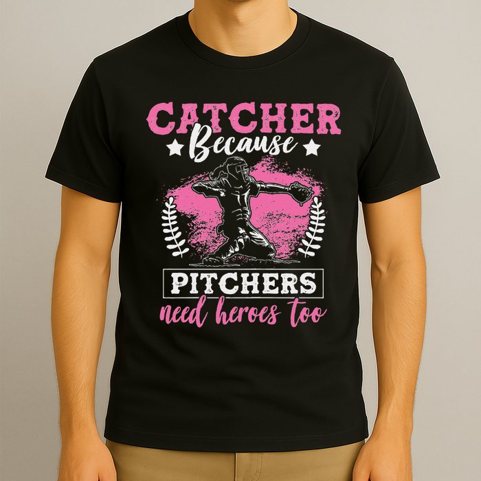 Funny Softball Lover Graphic Women Girls Softball Catcher T-Shirt