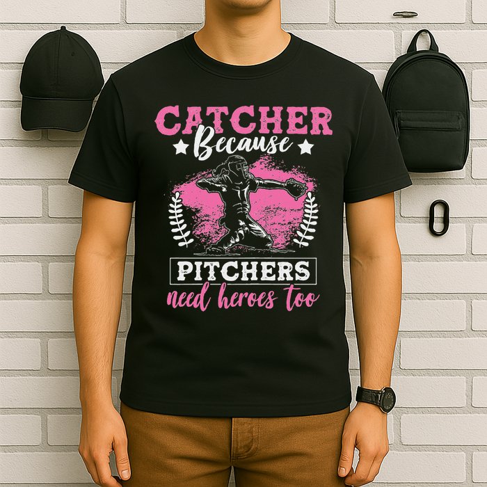 Funny Softball Lover Graphic Women Girls Softball Catcher T-Shirt