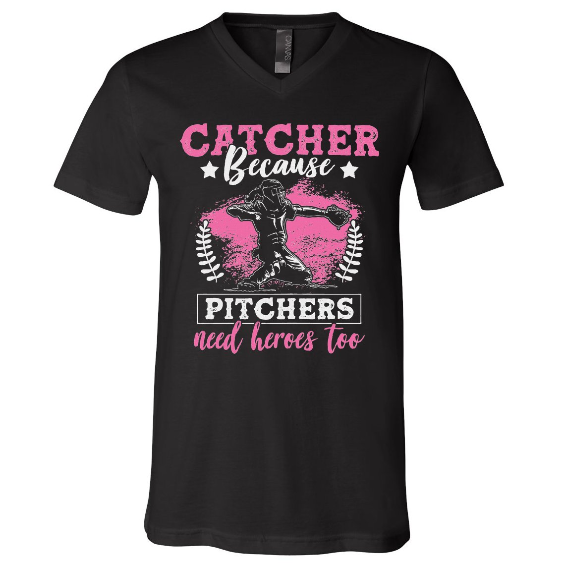 Funny Softball Lover Graphic Women Girls Softball Catcher V-Neck T-Shirt