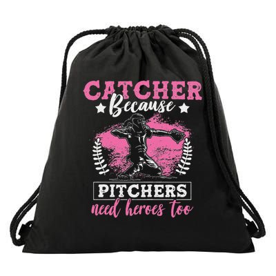 Funny Softball Lover Graphic Women Girls Softball Catcher Drawstring Bag