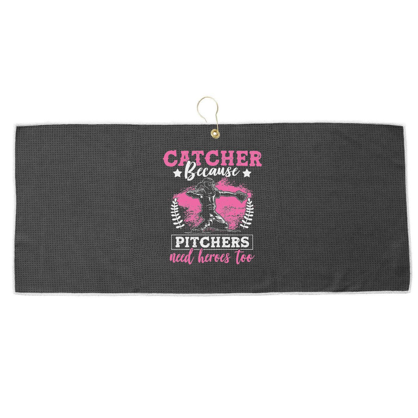 Funny Softball Lover Graphic Women Girls Softball Catcher Large Microfiber Waffle Golf Towel