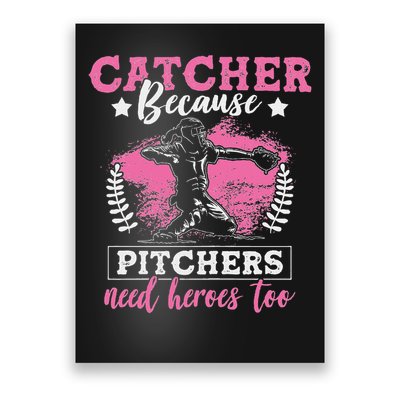 Funny Softball Lover Graphic Women Girls Softball Catcher Poster