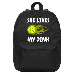 Funny She Likes My Dink Pickleball Couple Matching Pickleball Fan Gift 16 in Basic Backpack