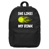 Funny She Likes My Dink Pickleball Couple Matching Pickleball Fan Gift 16 in Basic Backpack