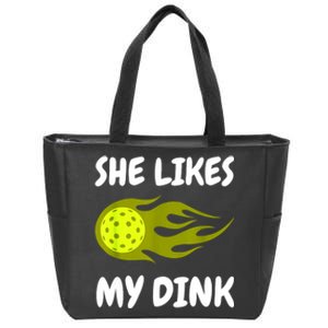 Funny She Likes My Dink Pickleball Couple Matching Pickleball Fan Gift Zip Tote Bag