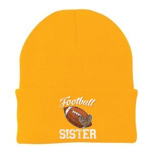 Football Sister Leopard Tee Ball Funny Mother's Day Knit Cap Winter Beanie