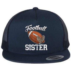 Football Sister Leopard Tee Ball Funny Mother's Day Flat Bill Trucker Hat