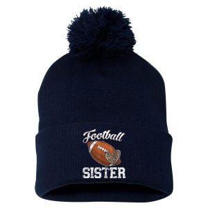 Football Sister Leopard Tee Ball Funny Mother's Day Pom Pom 12in Knit Beanie