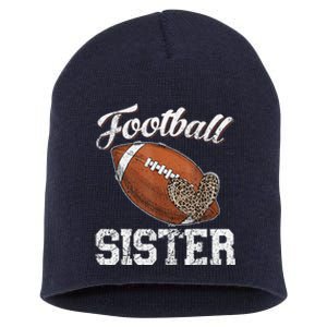 Football Sister Leopard Tee Ball Funny Mother's Day Short Acrylic Beanie