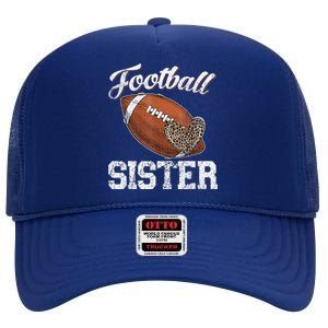 Football Sister Leopard Tee Ball Funny Mother's Day High Crown Mesh Back Trucker Hat