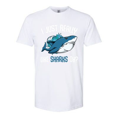 Funny Shark Lover I Just Really Like Sharks Ok Party Week Gift Softstyle® CVC T-Shirt