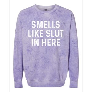 Funny Smells Like Slut In Here Gift Offensive Funny Adult Humor Gift Colorblast Crewneck Sweatshirt