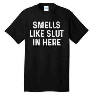 Funny Smells Like Slut In Here Gift Offensive Funny Adult Humor Gift Tall T-Shirt